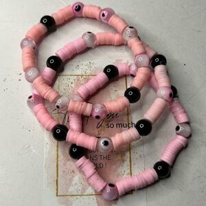 Pink Evil Eye Bracelet Set